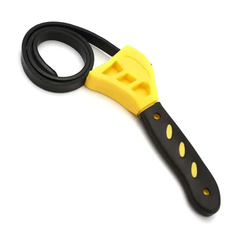 Adjustable rubber strap wrench showing phosphated finish and 21.5cm length with measurement scale