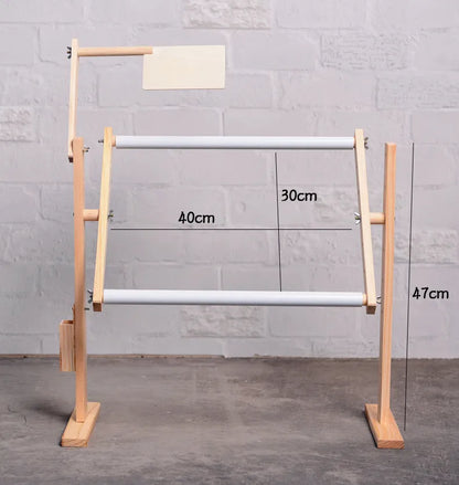 Natural pine wood vertical desktop embroidery frame with height adjustment for cross stitch projects