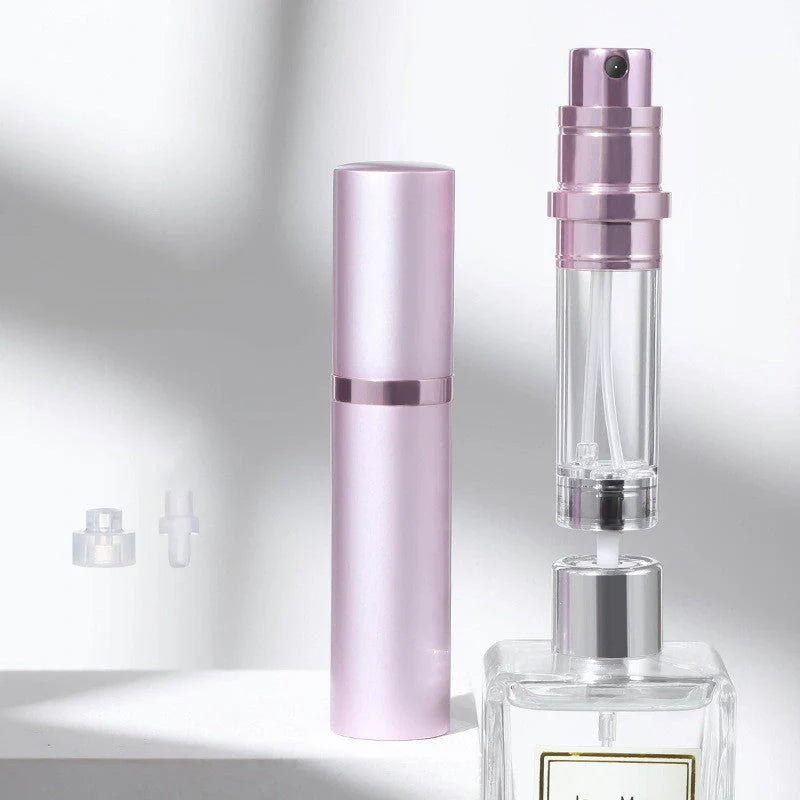 Portable perfume atomizer with compact, travel-friendly design and multiple color options