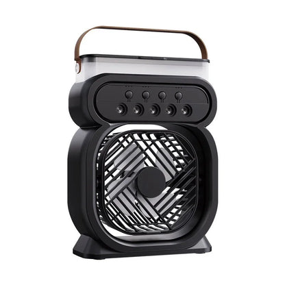 Portable evaporative air cooler humidifier fan with LED night lights in black, blue, green or white
