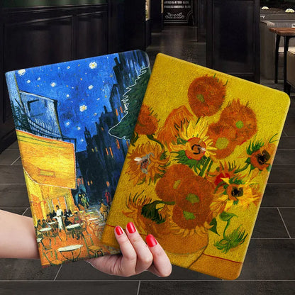 Handmade liquid silicone flip protective case for iPad with custom floral design in Apricot Flower colour