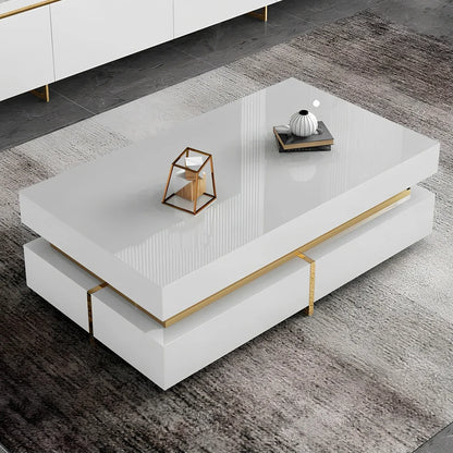 Modern minimalist multifunctional coffee table TV cabinet with tempered glass and baking paint finish