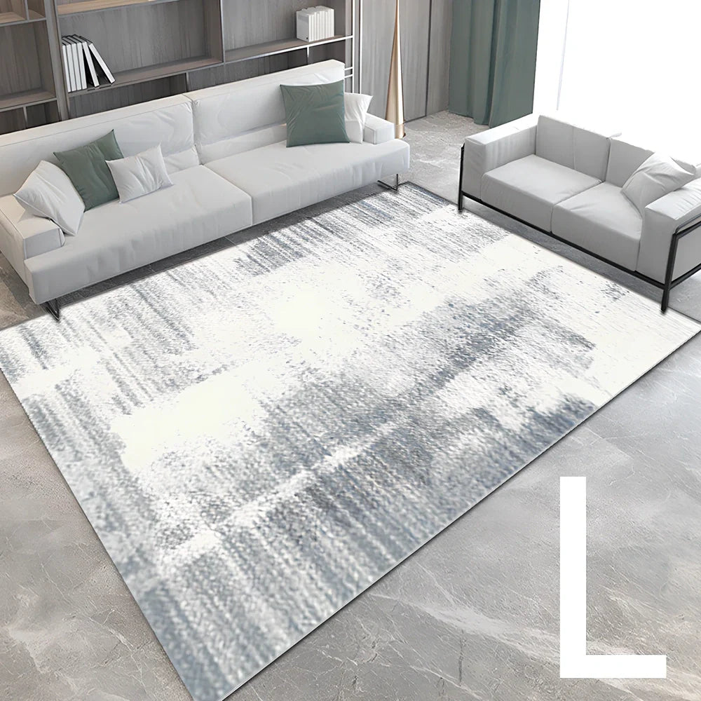 3D printed polyester carpet in bedroom setting showing visual depth design and flat surface texture