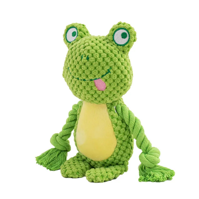 Plush dog rope toy in animal design for interactive tug-of-war play