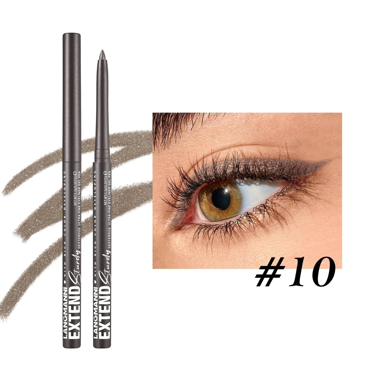 12 colourful gel glitter eyeliner pencils with matte and glitter finishes in waterproof formula