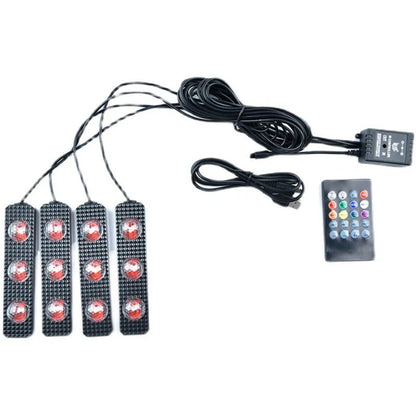 LED Car Footwell Lights creating a starry night effect inside a car