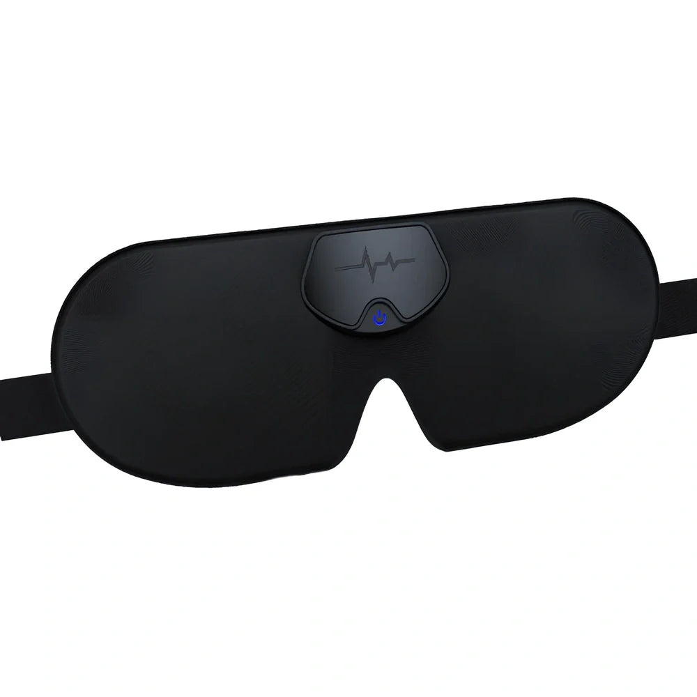 Black smart eye massager with micro-current technology and USB charging cable