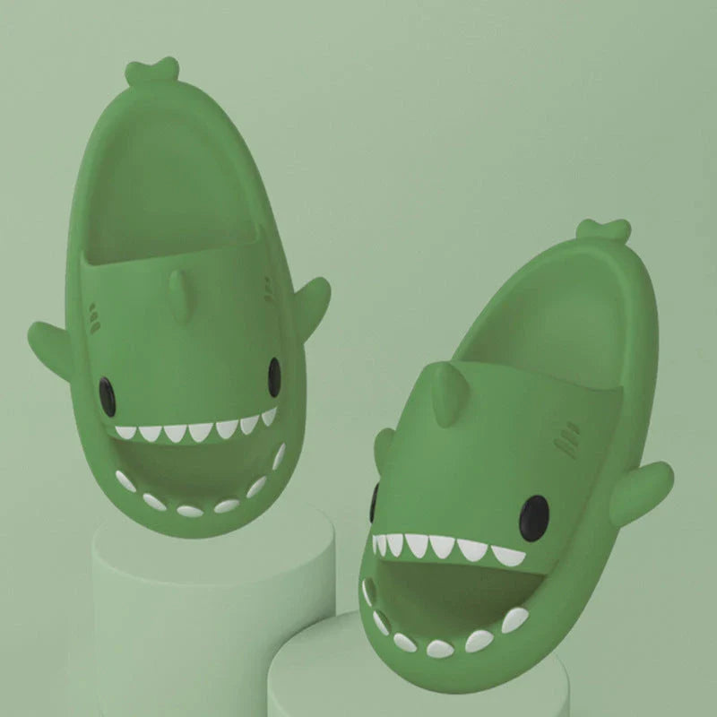 Cozy cartoon shark-themed slippers with anti-slip sole for indoor and outdoor wear