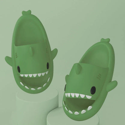 Cozy cartoon shark-themed slippers with anti-slip sole for indoor and outdoor wear