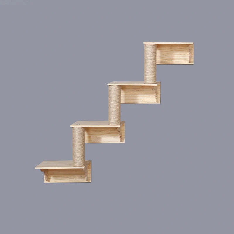 Solid wood wall-mounted cat jumping platform for pet climbing and lounging