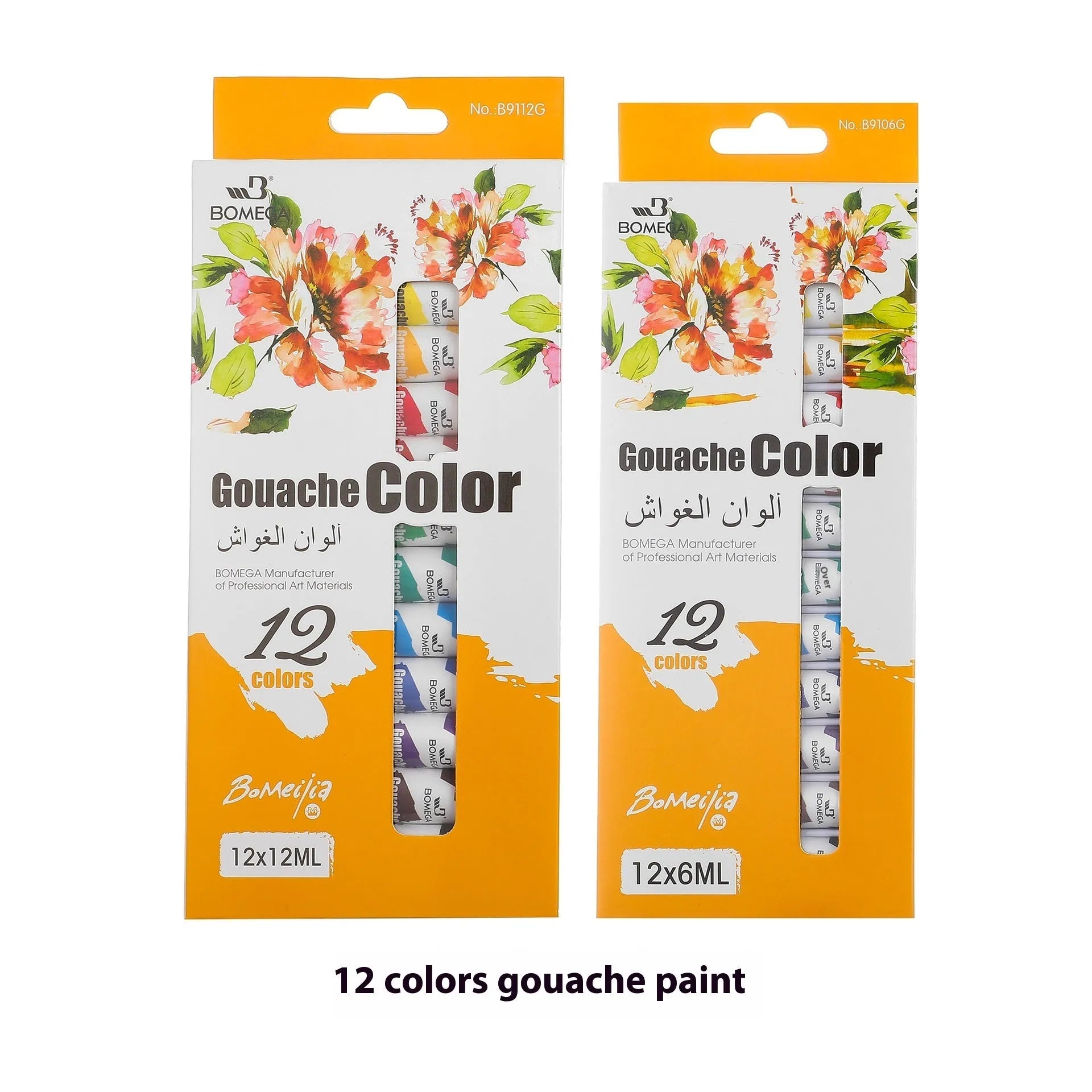 12-colour artist pigment set with tubes for acrylic, oil, watercolour, gouache, glass and textile painting techniques