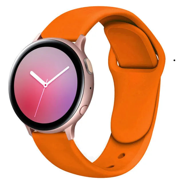 Samsung Galaxy Active 2 reverse buckle silicone strap showing 20mm and 22mm width options