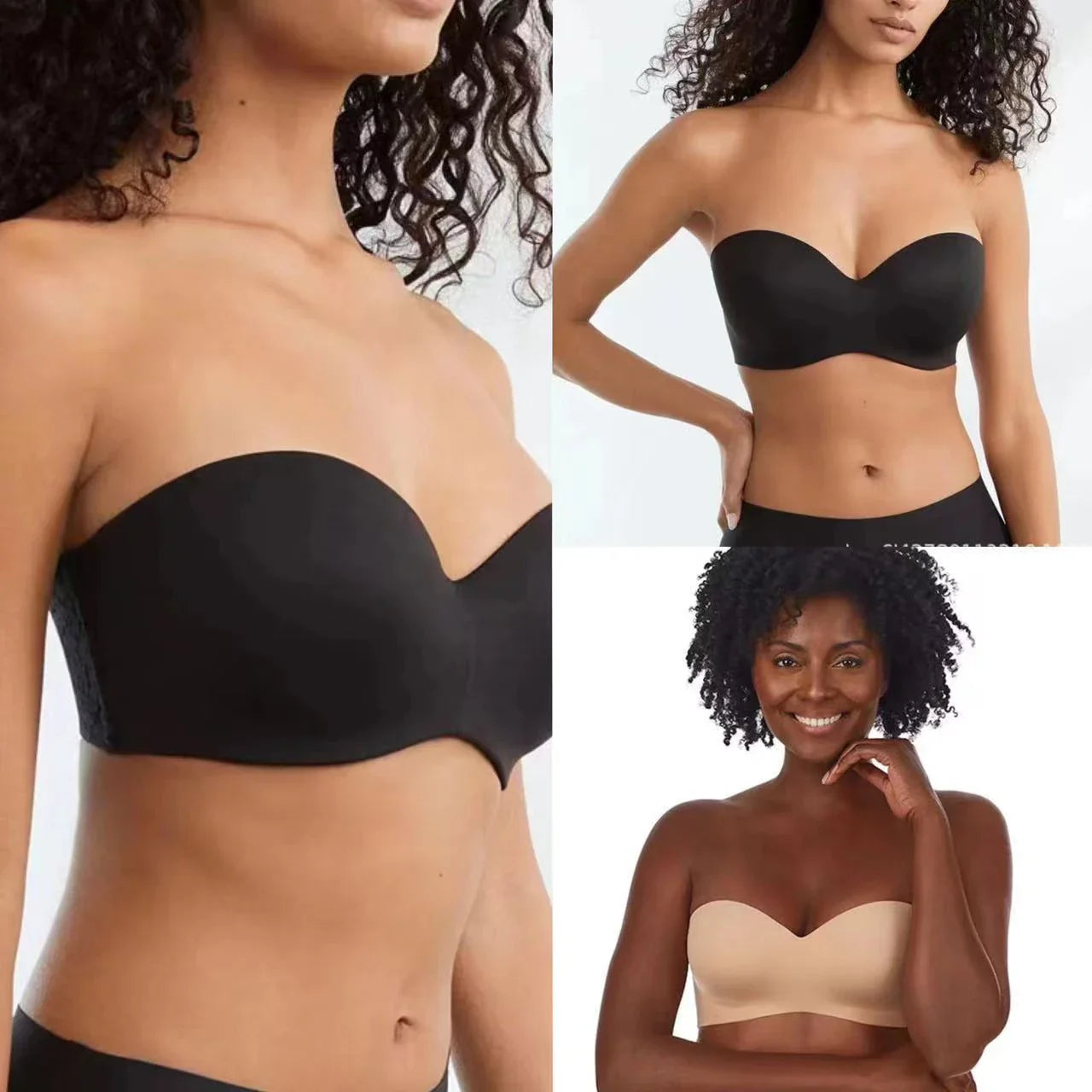 Seamless Underwear Invisible Push-Up Bra with Steel Ring in Black and Skin Colors