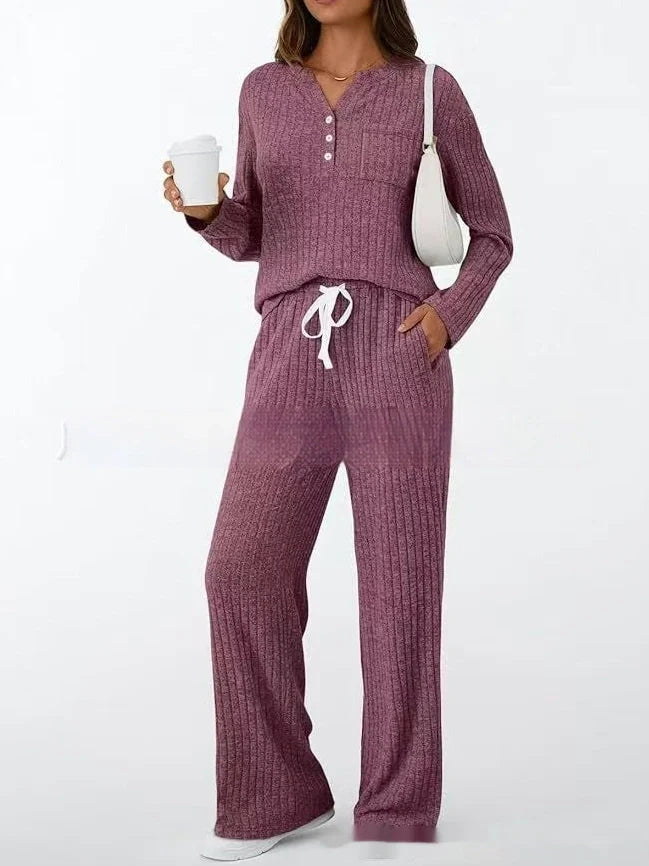 V-neck striped knit long coat with lace-up details and multiple pockets in light grey colour