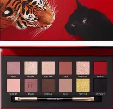Explorer Twelve-colour Animal Eye Shadow Plate showing 12 pressed powder shades in a compact