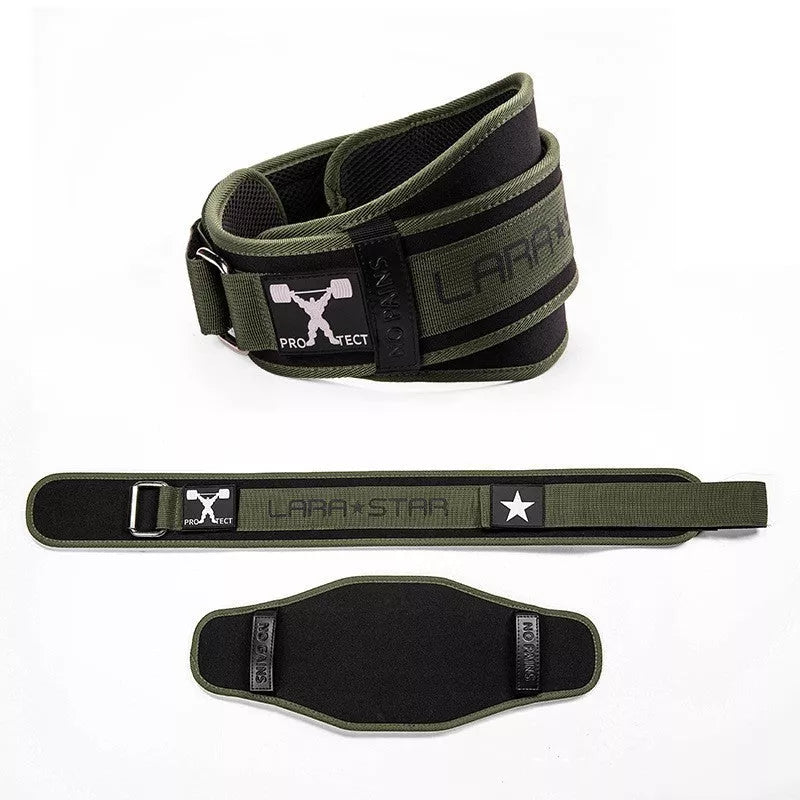 Men's large fitness belt in army green for lumbar support during workouts