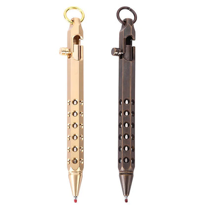 Brass hexagonal bolt action roller pen with 0.5mm tip in natural or black finish