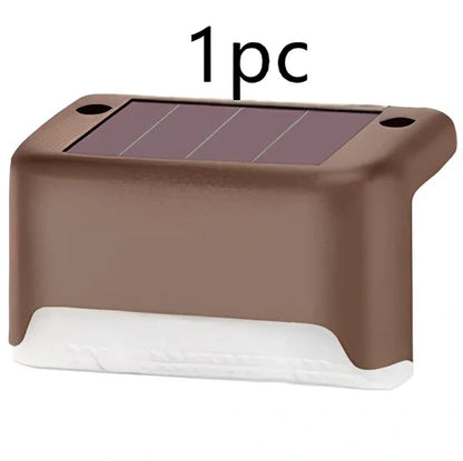 Coffee-coloured solar step light with amorphous silicon panel for outdoor staircase and garden illumination