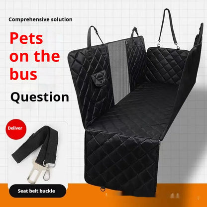 Cloth pet car cushion mat for dogs on vehicle seat in black or grey with optional mesh base