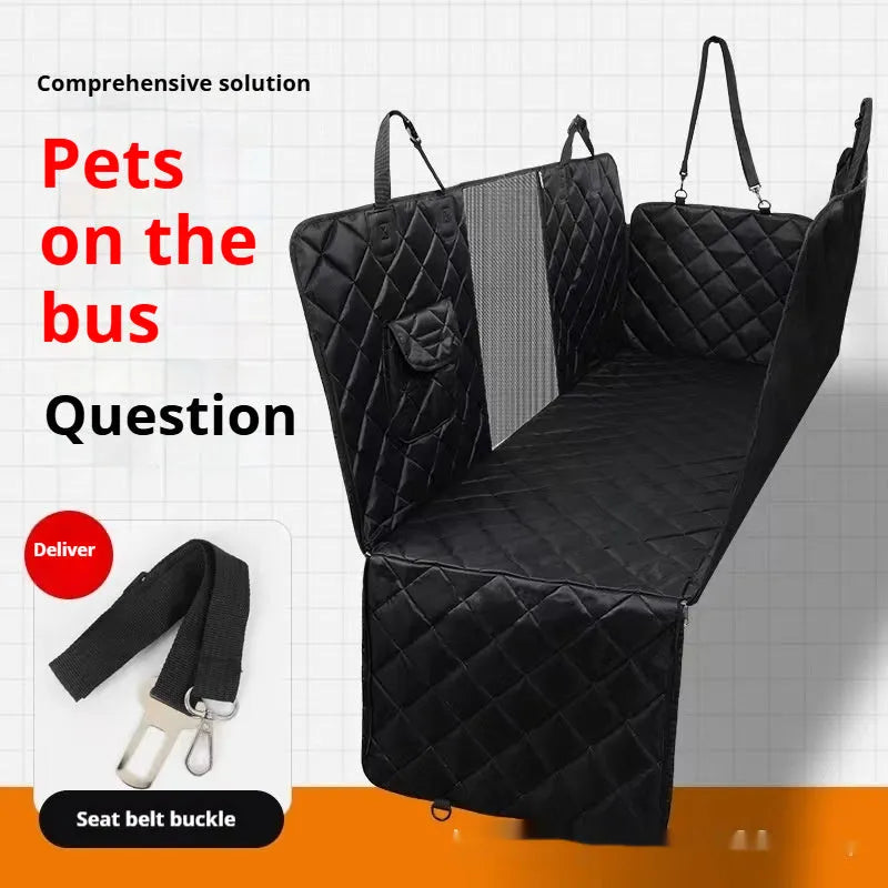 Pet car cushion mat in black or upgraded grey fabric design with optional medium mesh base for dogs, providing an anti-dirty protective layer for vehicle seats and interiors during travel