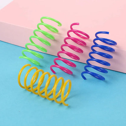 Colourful plastic coil spring cat toys in mixed colours for kittens and adult cats