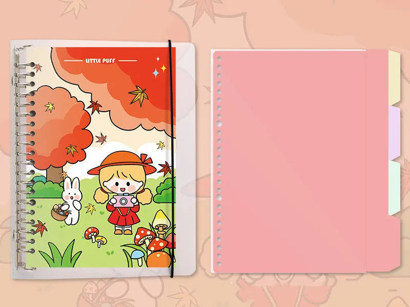 Refillable notebook with detachable decorative cover and replaceable paper core in B5 size
