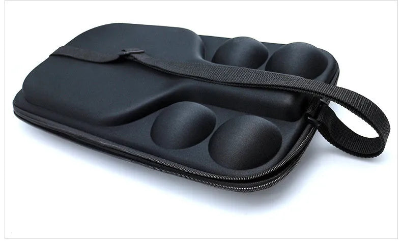 Black EVA pickleball racket storage case with double shoulder straps, dimensions 45x25x8cm