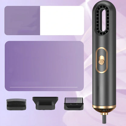 Gradient leafless hair dryer with blue light display and two nozzle attachments