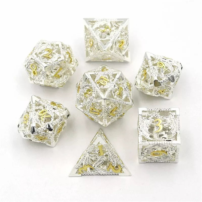 Hollow Pure Copper Electroplating Dice Set for DND in various colors