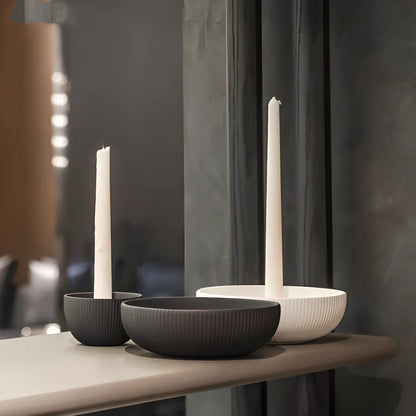 Handmade white porcelain candle tray, 17.5cm square with 6cm height, abstract matte design for holding tea lights