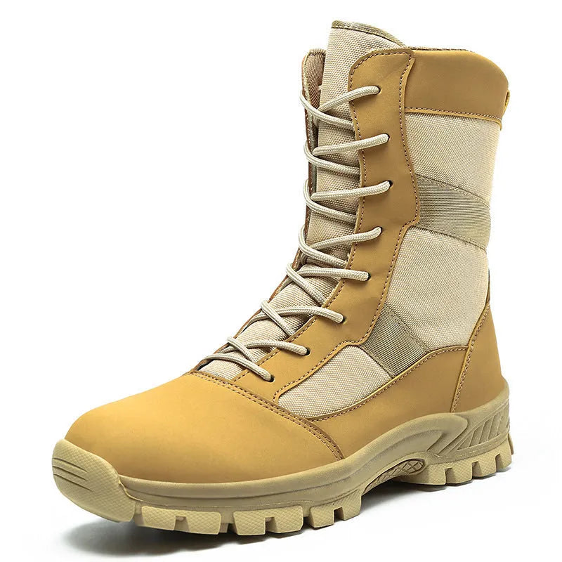 Men's black and camouflage high-top Martin boots with mesh upper and totem details, plus sizes 39-46