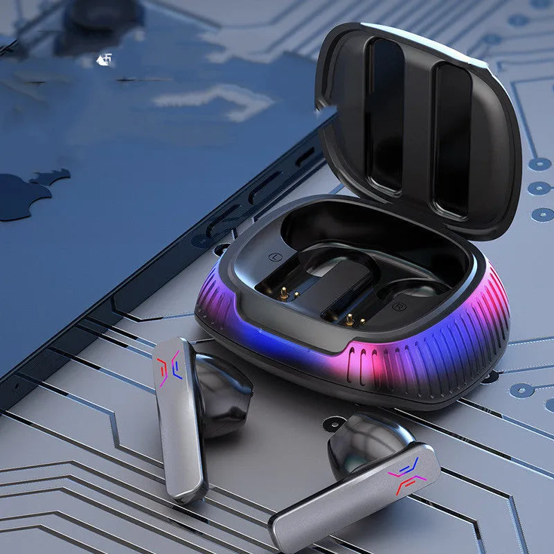 Hall Flashing wireless gaming headset with earplug design in black or white colour