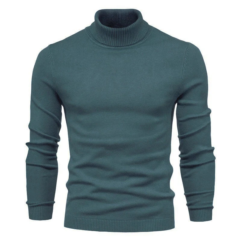 Men's slim fit turtleneck sweater in various colors for winter casual wear