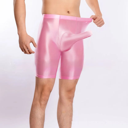 Men's plus size shiny silky nylon sports shorts displayed in multiple colours.