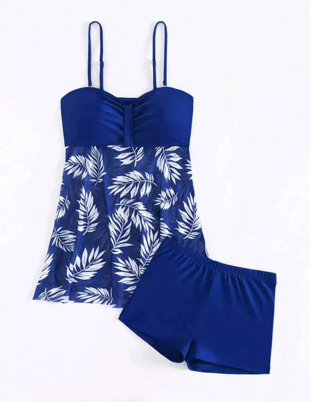 High waist mesh women's swimsuit in black, blue, and peacock green with quick-dry feature