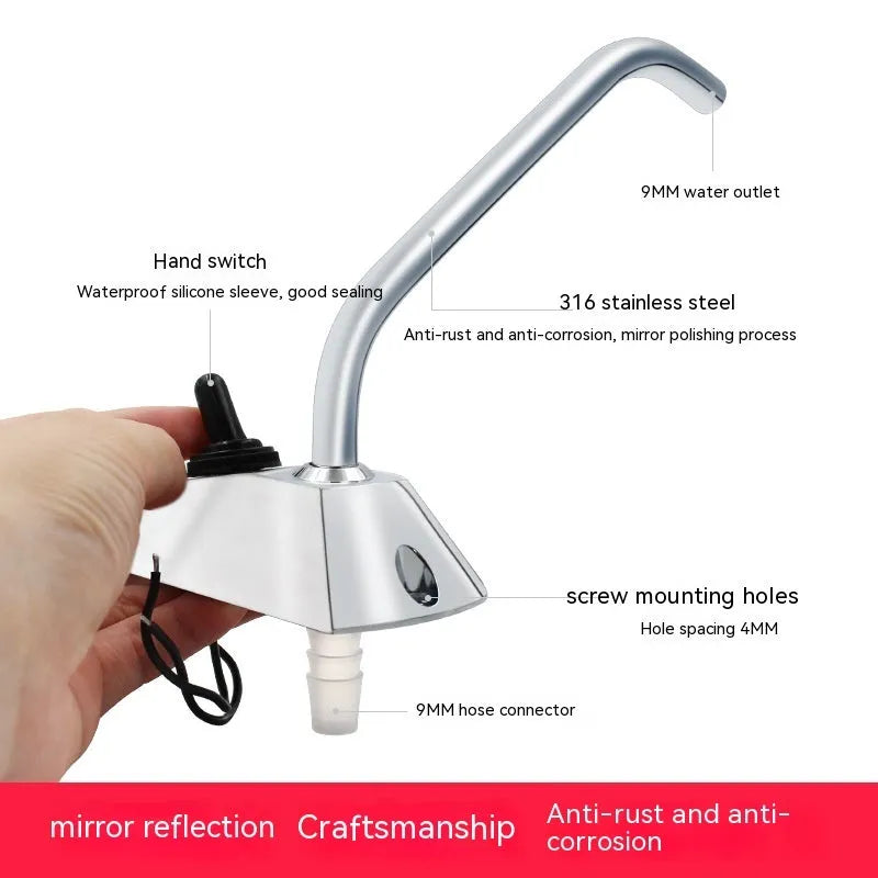 RV electronic control rotating faucet with 316 stainless steel construction and mirror polish finish