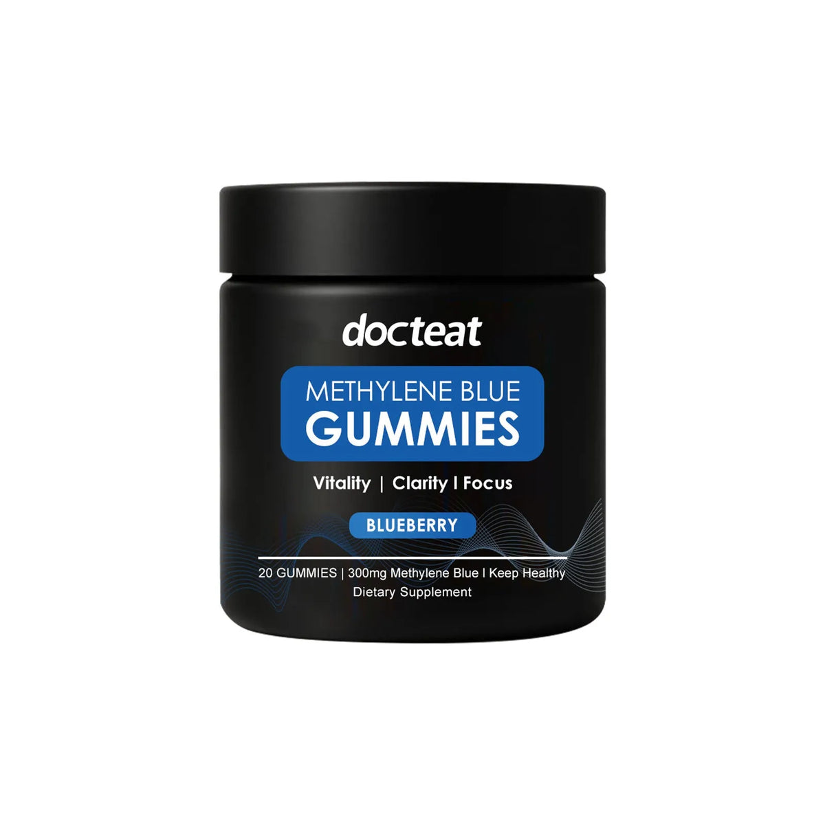 Pack of 20 fruit-flavoured soft candy gummies for body care supplement containing methylene blue trihydrate.