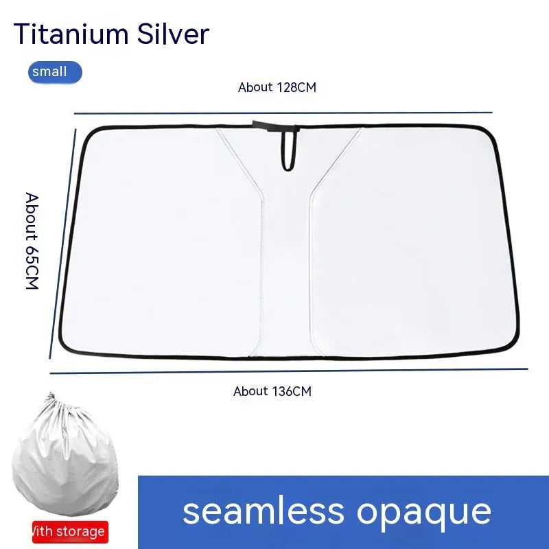 Car double ring front sun shield with titanium silver coating for windscreen heat protection