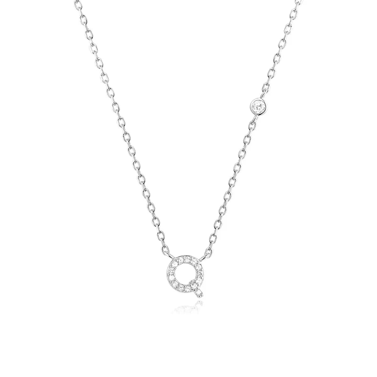 Custom Initial Necklace with sparkling CZ pendant, available in gold or silver finish