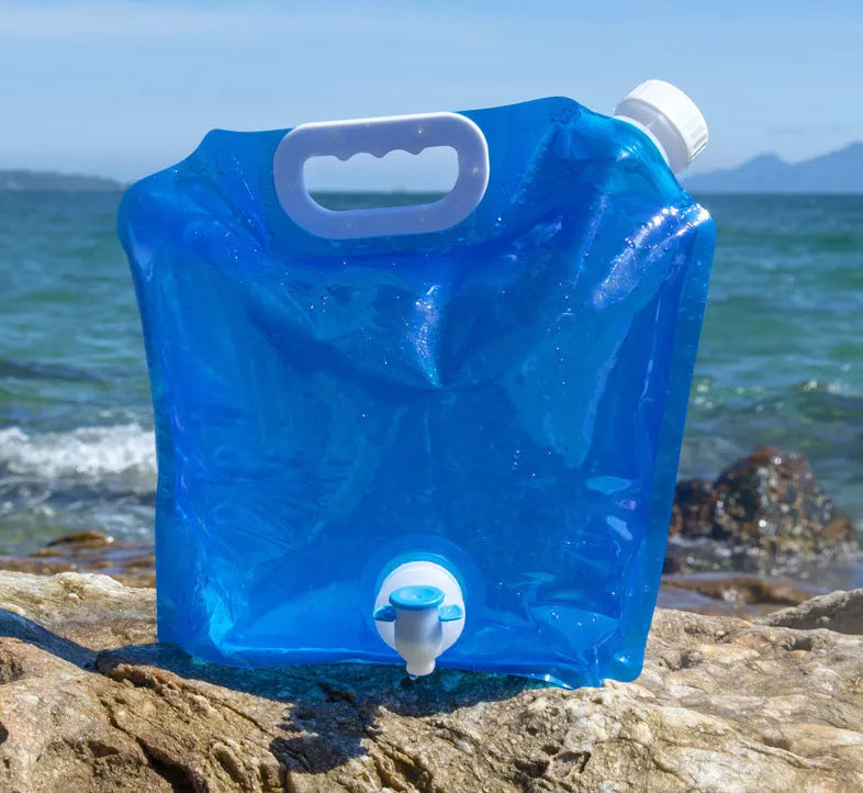 PVC Outdoor Camping Hiking Foldable Portable Water Bags Container in blue, non-toxic and food-grade