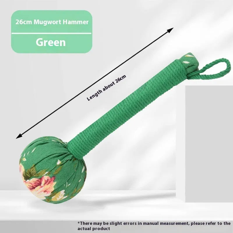 Argy wormwood massage hammer in green colour with 26cm handle for neck and shoulder massage