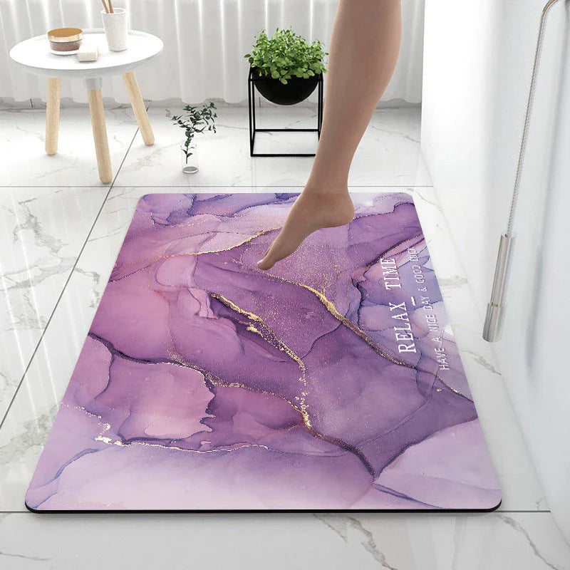 Premium anti-slip bathroom floor mat with durable diatom mud fabric and sponge-rubber base for superior moisture absorption and safety