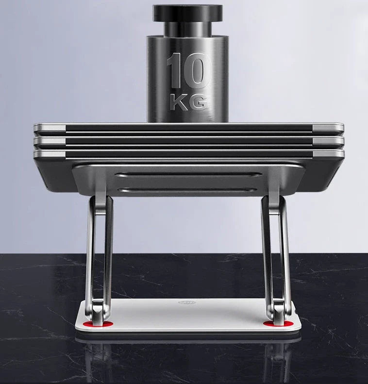 Adjustable aluminum laptop cooling stand with foldable, ergonomic, and portable design