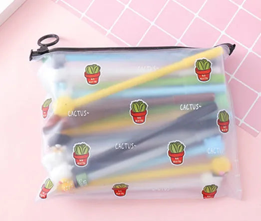 Marvel 20-pack of 0.5mm black pens with cartoon cactus designs in a 21x17cm plastic case