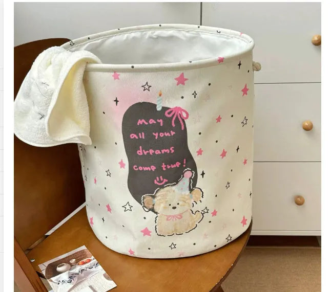 Foldable cotton laundry basket in modern simplicity design with large capacity for bedroom storage