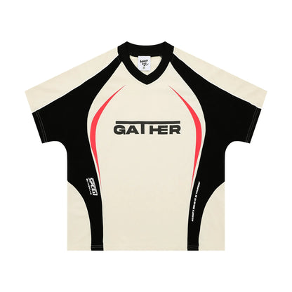 Men's loose fit t-shirt with colour matching letters print in black or apricot