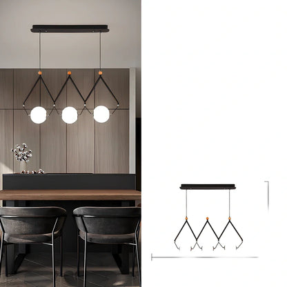 Multi-head LED pendant lamp with glass shades in black or gold, measuring 45-120cm diameter