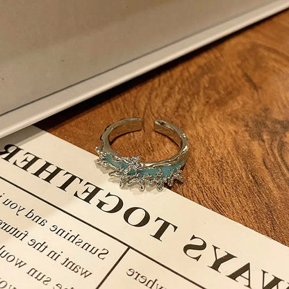 Copper women's ring with Chinese butterfly design and adjustable open loop.
