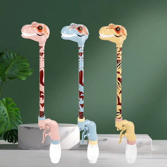 Colorful dinosaur and flamingo-shaped water blasters for kids, perfect for summer water battles and outdoor fun