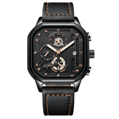 Men's sports watch with 8mm case in multiple colour options including black shell gold nail